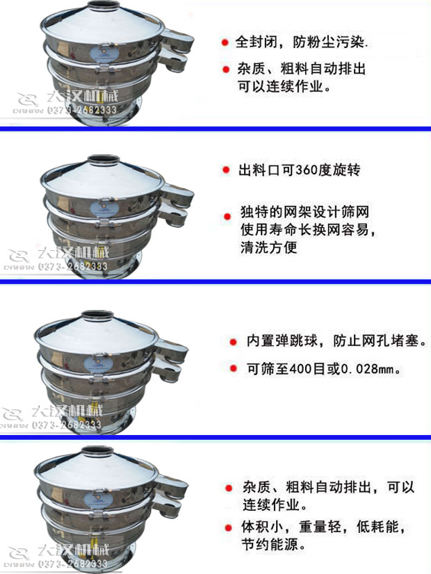 全不銹鋼食品級振動篩特點